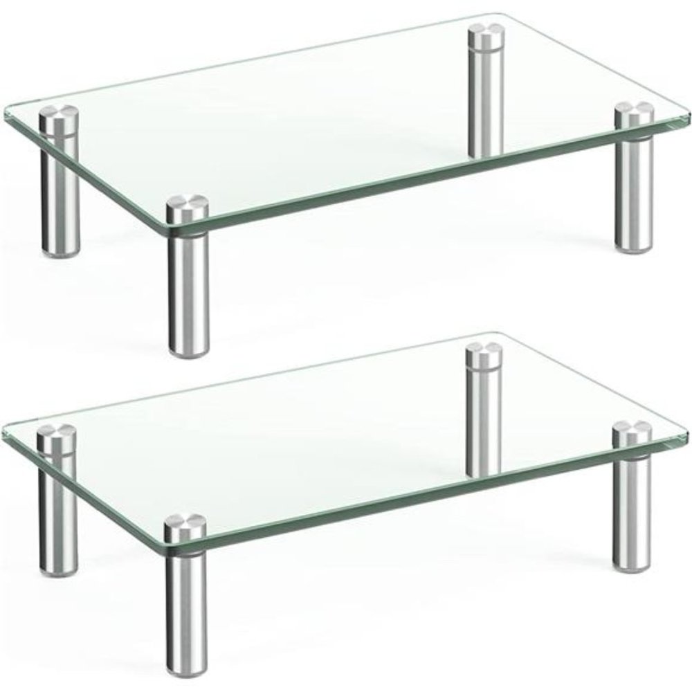 Dual Glass Monitor Stand Riser, 2 Pack Computer Monitor Riser